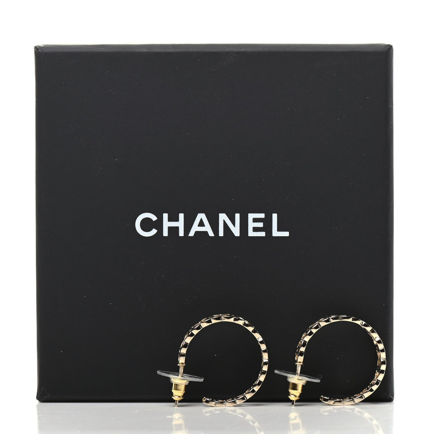 Metal CC Hoop Earrings Gold