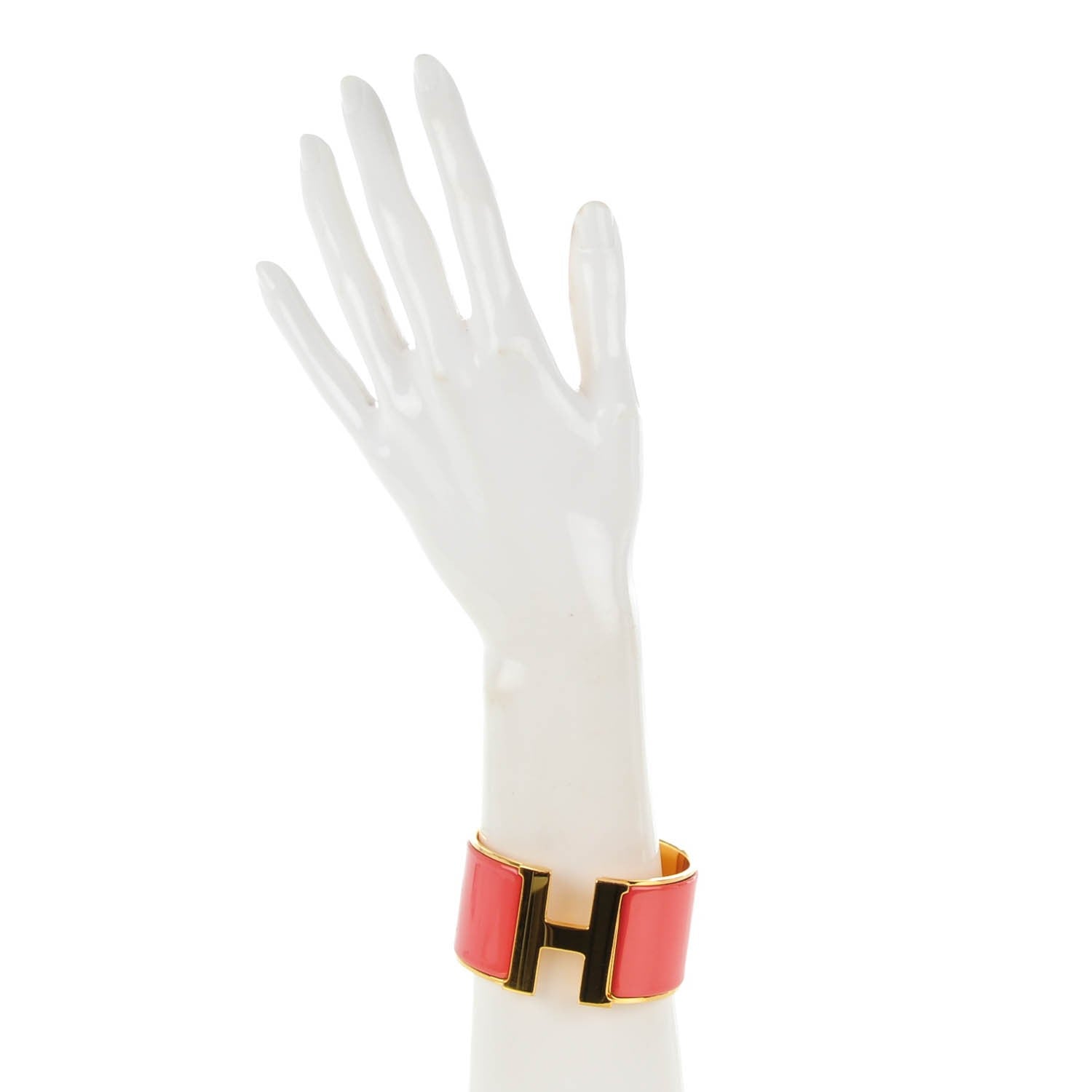 Hermes Enamel Extra Wide Clic Clac H Bracelet GM Rouge Corail 2 of 5