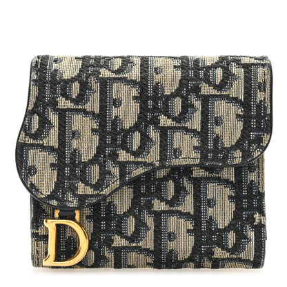 Christian Dior Oblique Saddle Card Holder Blue 1 of 6
