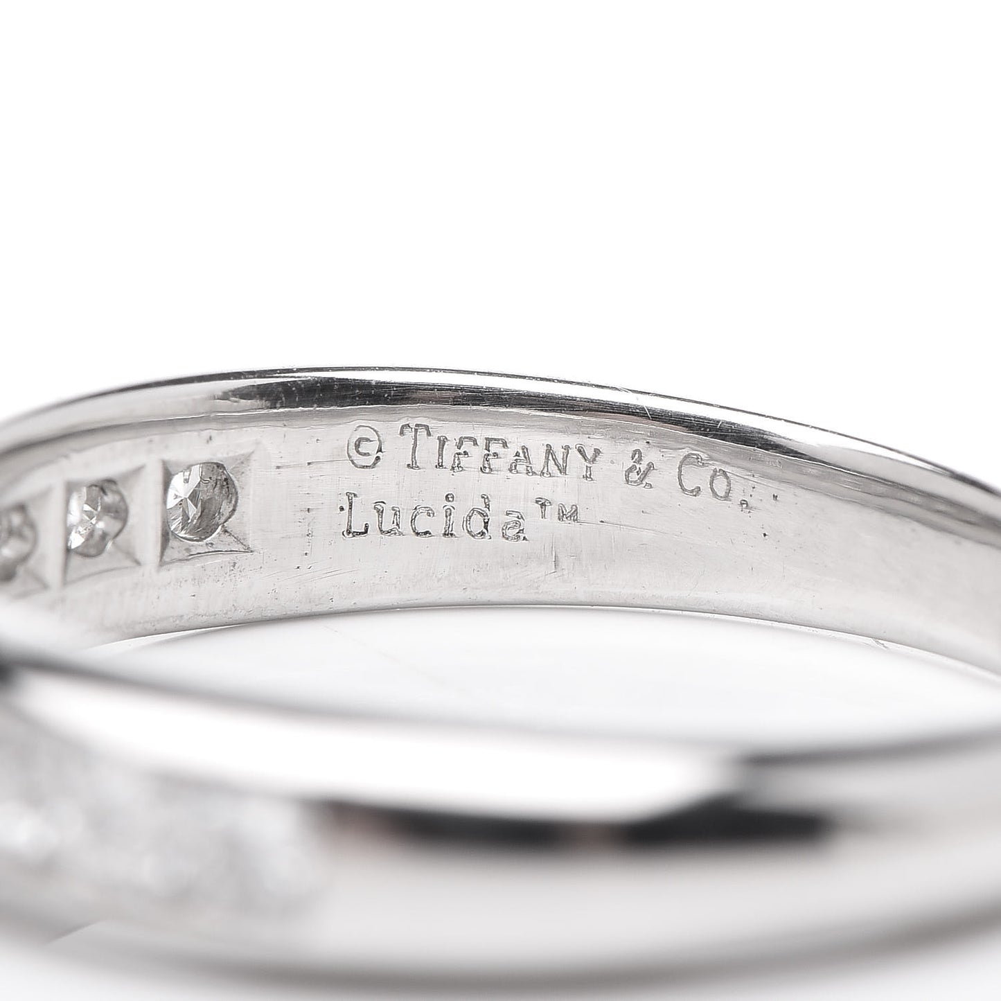 Platinum Diamond Princess Half Circle Lucida Wedding Band Ring 53 6.5