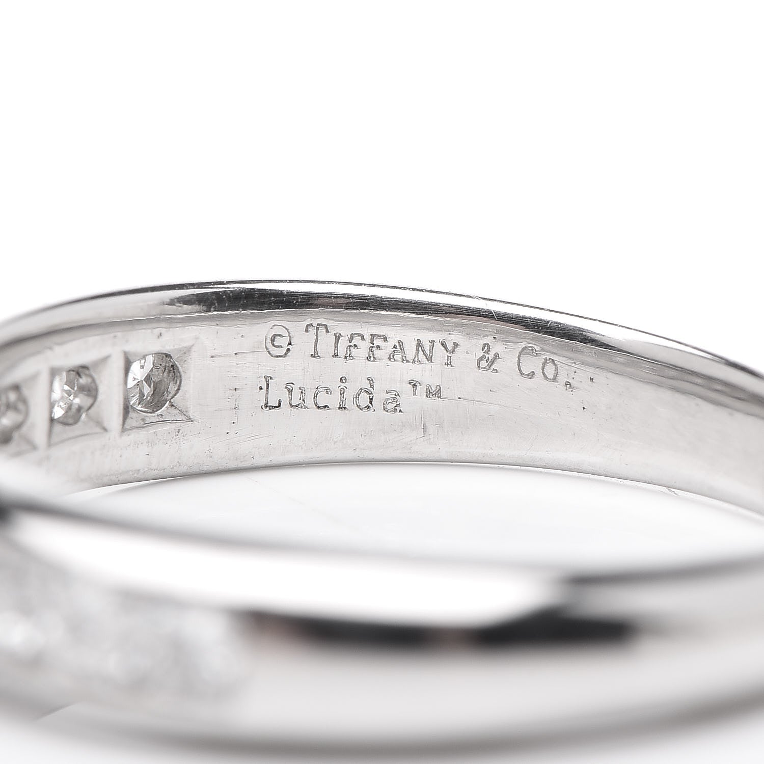 Tiffany Platinum Diamond Princess Half Circle Lucida Wedding Band Ring 53 6.5 5 of 6