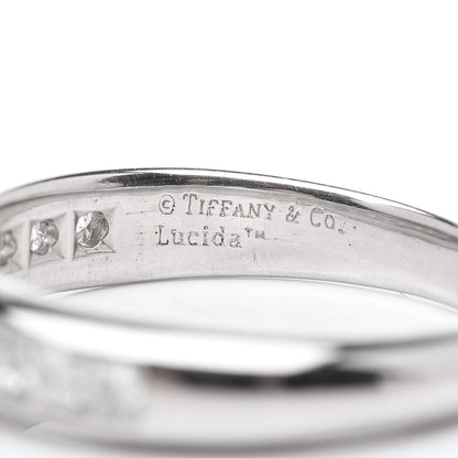 Tiffany Platinum Diamond Princess Half Circle Lucida Wedding Band Ring 53 6.5 5 of 6