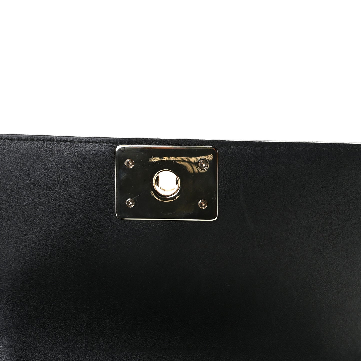 Calfskin Quilted Small Boy Top Handle Flap Black