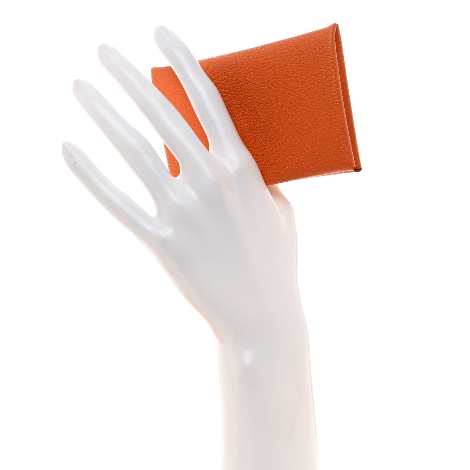 Hermes Chevre Calvi Card Case Orange 2 of 8