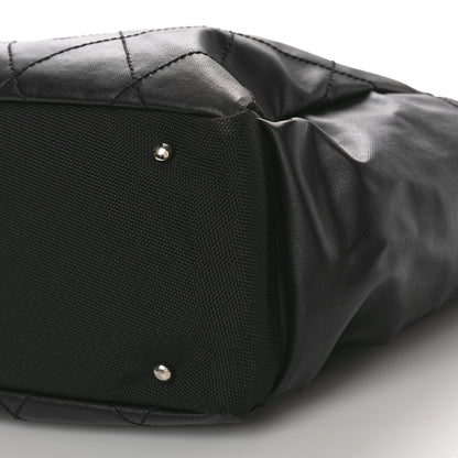 Chanel Coated Canvas Quilted Large Paris Biarritz Tote Black 10 of 16