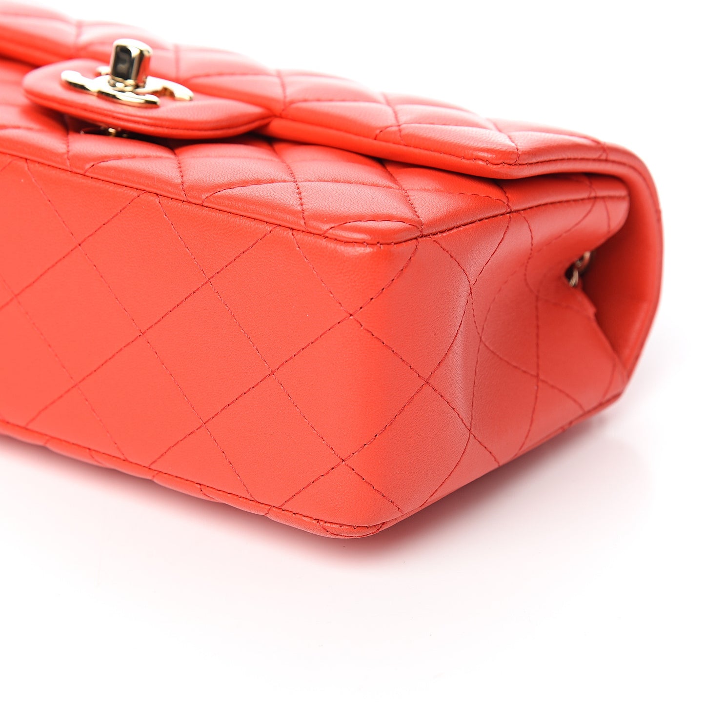 Lambskin Quilted Mini Rectangular Flap Red