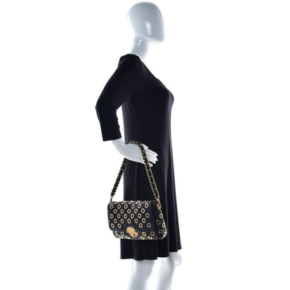 Marc Jacobs Goatskin Quilted Grommet Gotham Eyelet Shoulder Bag Black 2 of 12