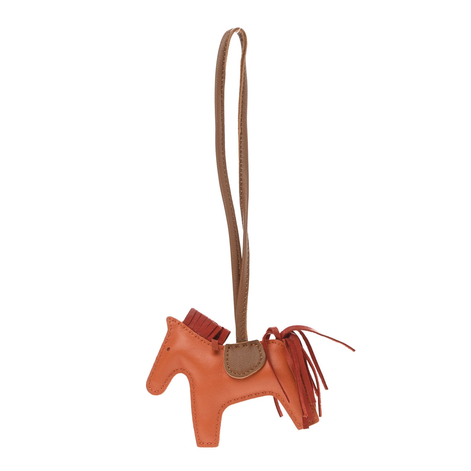 Hermes Milo Lambskin Grigri Rodeo Horse Bag Charm PM Orange Bougainvillea Gold Flamingo 1 of 5