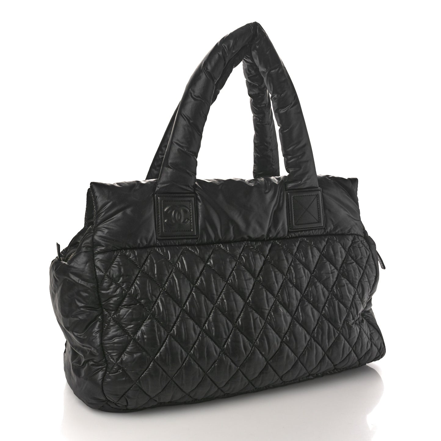 Nylon Quilted Large Coco Cocoon Reversible Tote Black