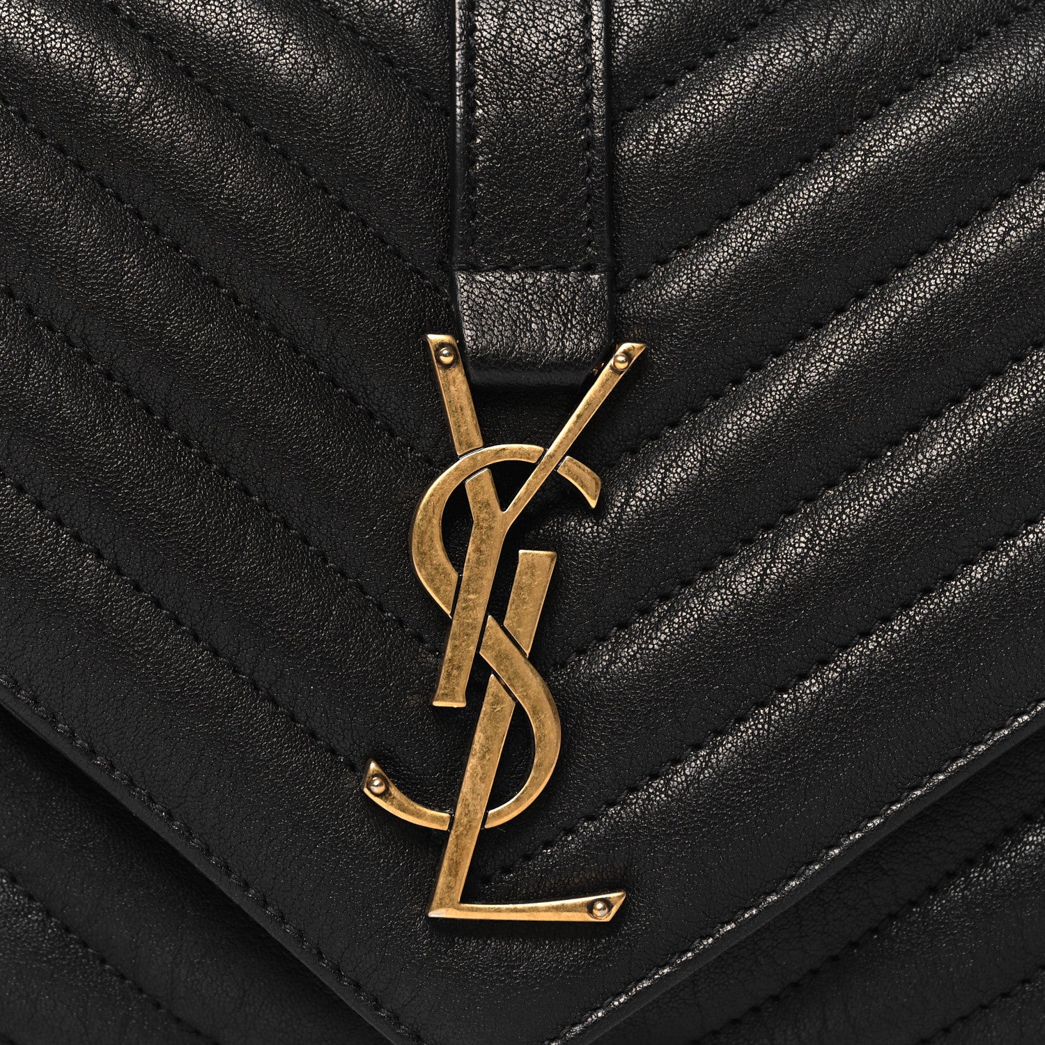 Saint Laurent Sheepskin Matelasse Chevron Monogram Medium College Bag Black 8 of 11