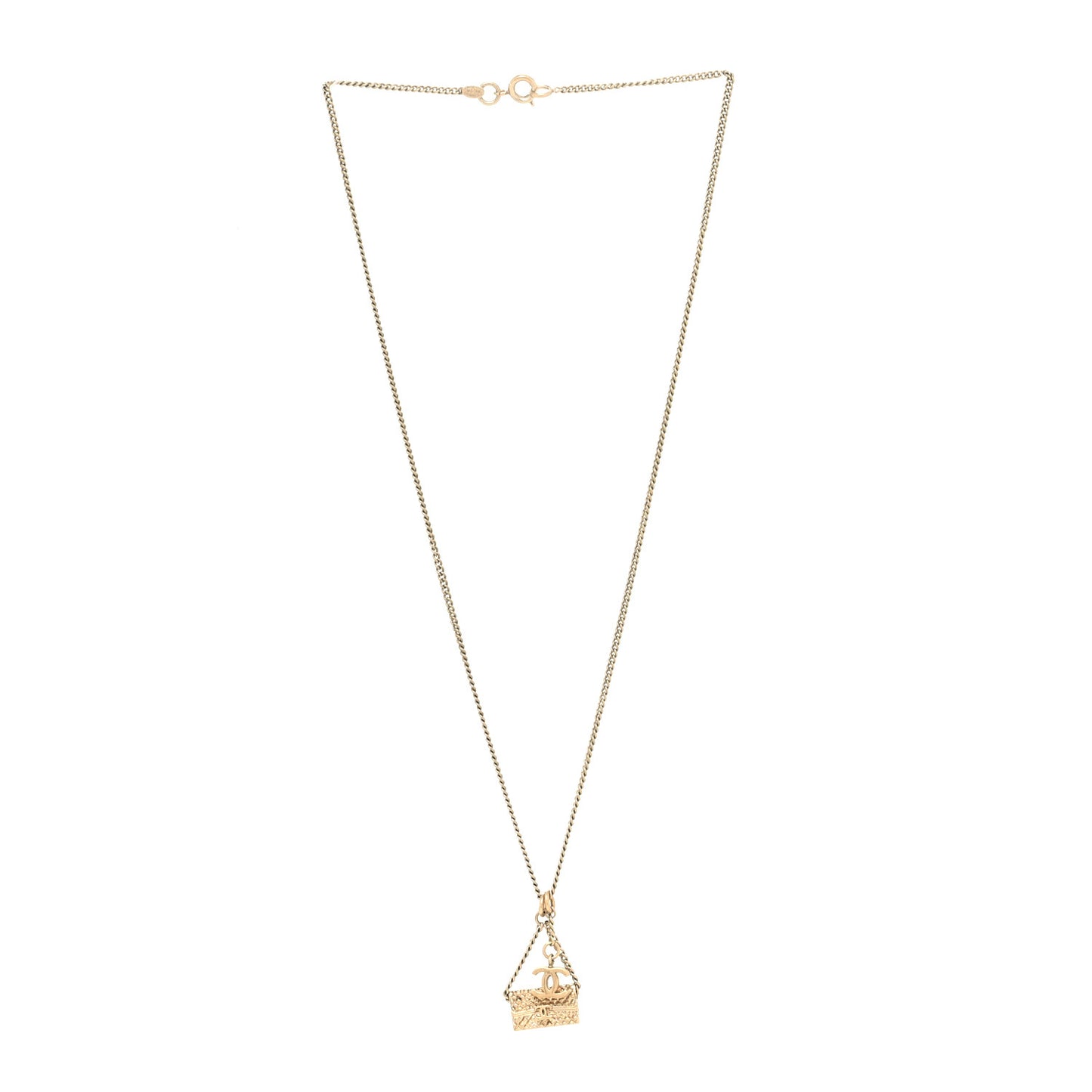 Metal Flap Bag Necklace Gold