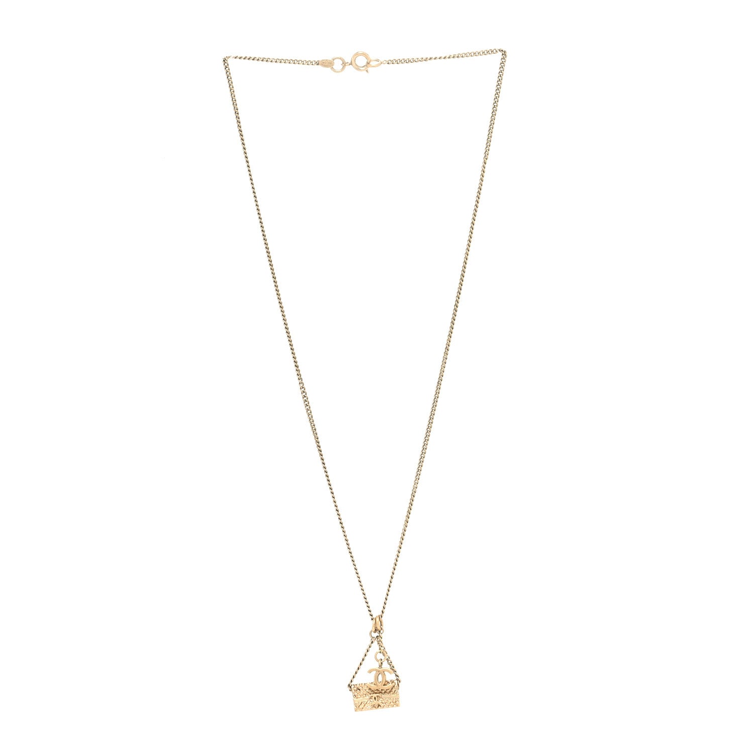 Chanel Metal Flap Bag Necklace Gold 3 of 5