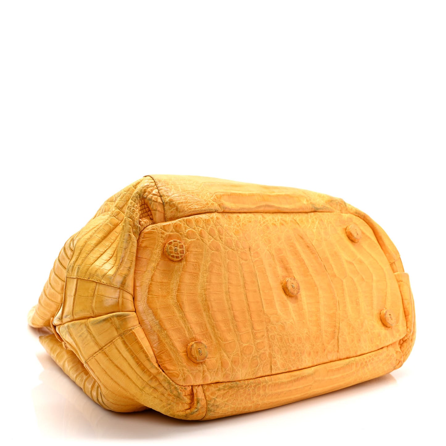 Crocodile Top Handle Shoulder Bag Yellow