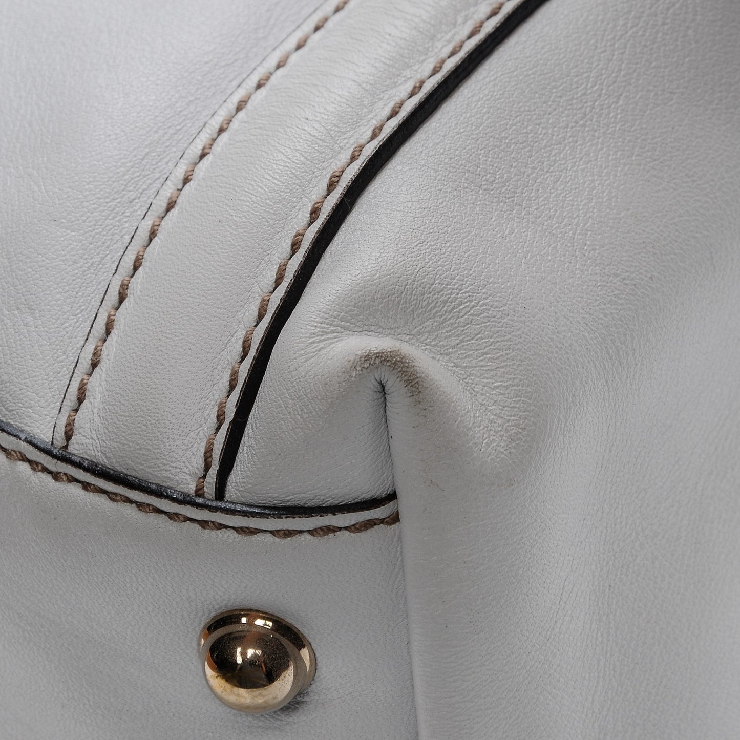 Calfskin Large Britt Shoulder Bag Off White