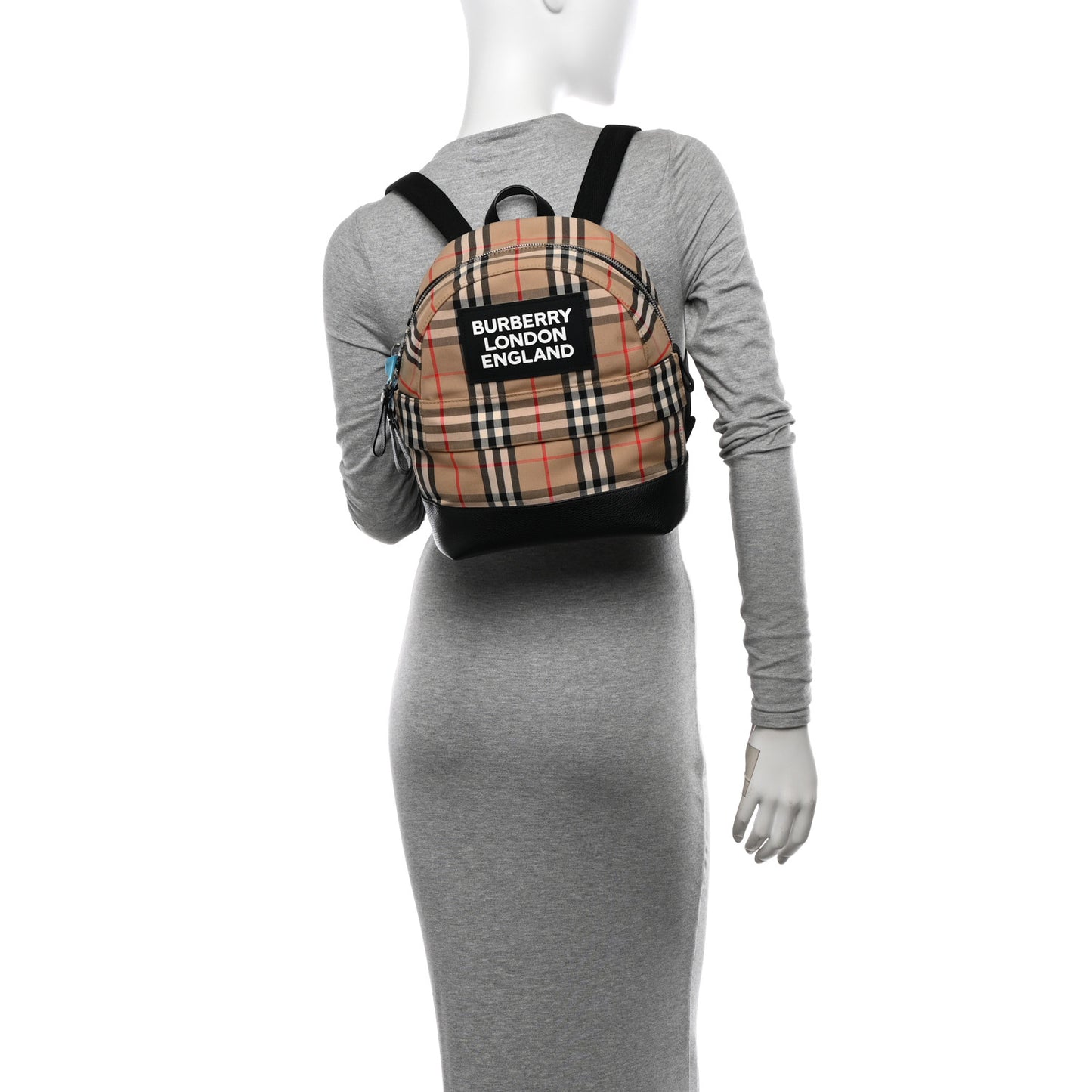 House Check Canvas Calfskin Small Nico Backpack Archive Beige