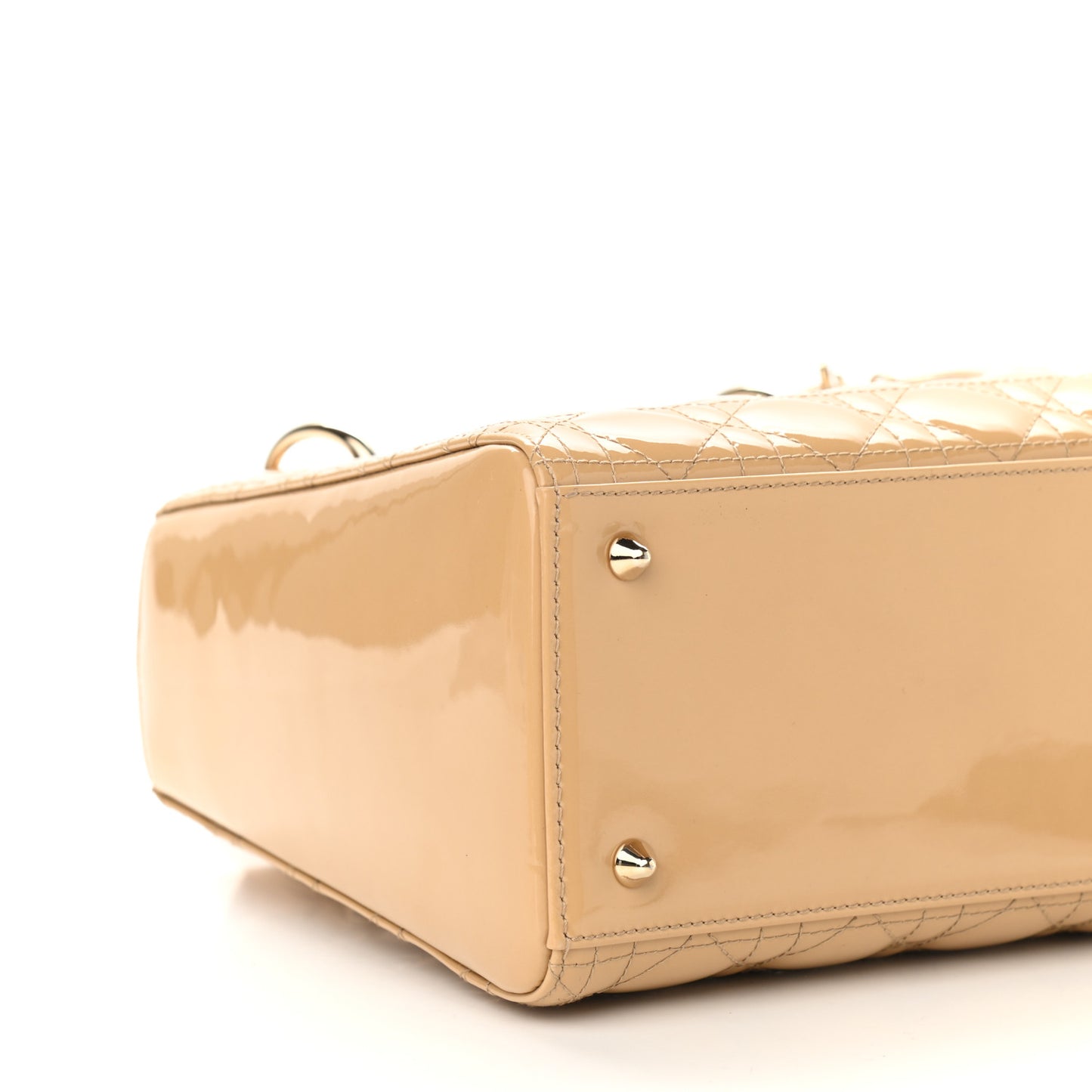 Patent Cannage Medium Lady Dior Beige
