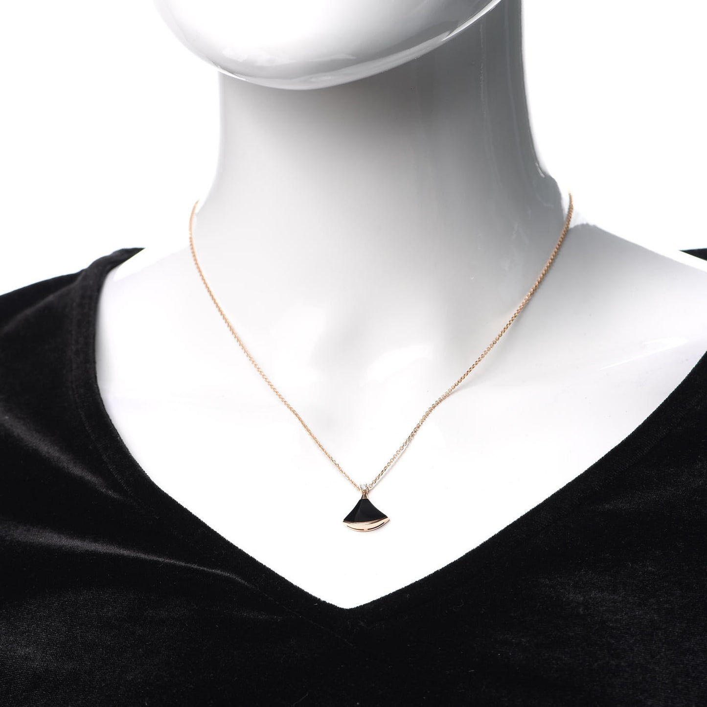 18K Rose Gold Diamond Black Onyx Divas' Dream Pendant Necklace