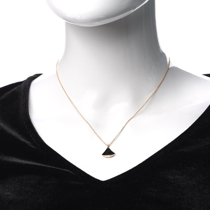 Bulgari 18K Rose Gold Diamond Black Onyx Divas' Dream Pendant Necklace 2 of 6