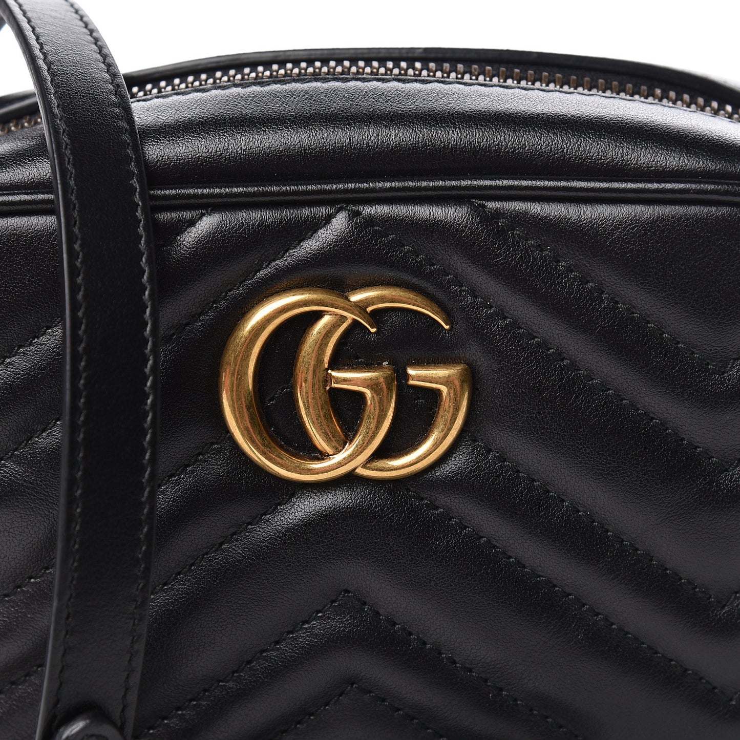 Calfskin Matelasse Mini GG Marmont Chain Shoulder Bag Black