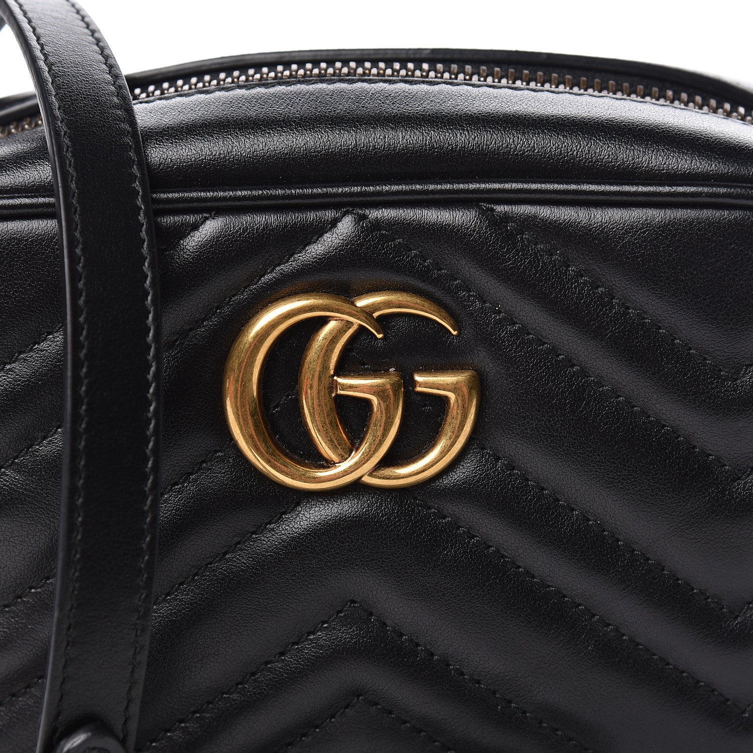 Gucci Calfskin Matelasse Mini GG Marmont Chain Shoulder Bag Black 8 of 11