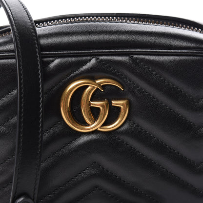 Gucci Calfskin Matelasse Mini GG Marmont Chain Shoulder Bag Black 8 of 11