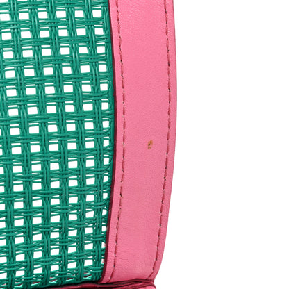 Dolce & Gabbana Woven Raffia Calfskin Large Miss Sicily Satchel Green Pink 13 of 17
