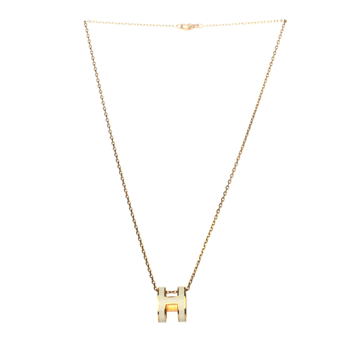 Lacquered Gold Pop H Pendant Necklace White