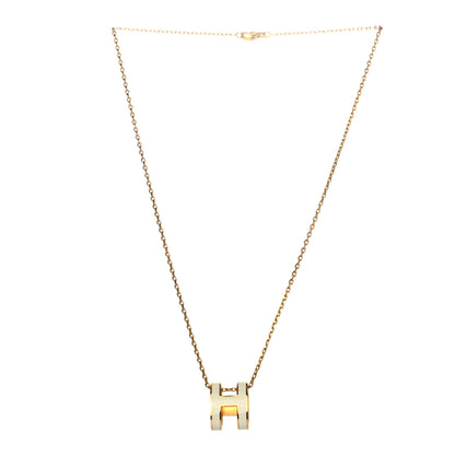 Hermes Lacquered Gold Pop H Pendant Necklace White 2 of 4