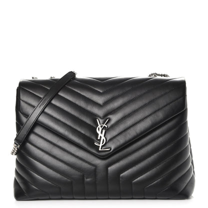 Saint Laurent Calfskin Y Quilted Monogram Large Loulou Chain Satchel Black 1 of 9