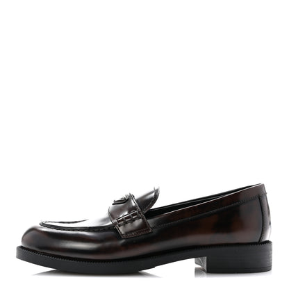 Prada Spazzolato Fume Metal Triangle Logo 35mm Loafers 38.5 Bruciato 1 of 9