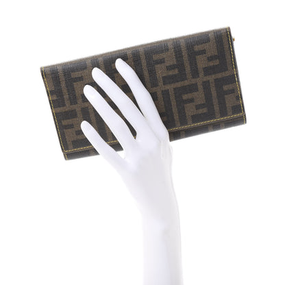 Fendi Zucca Spalmati Vitello Elite Continental Wallet Tobacco Giallo 2 of 12