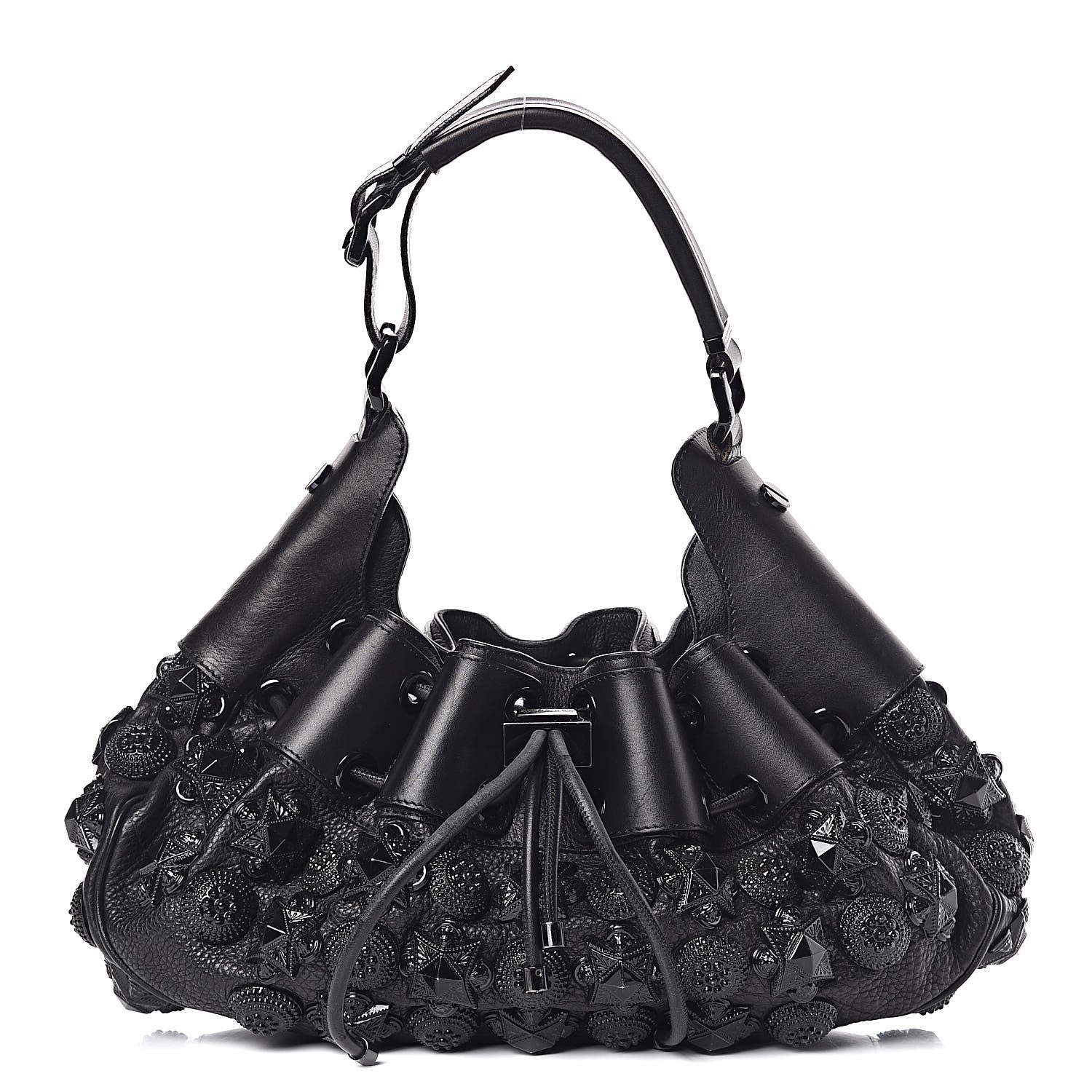 Burberry Calfskin Mason Warrior Studded Hobo Black 1 of 19