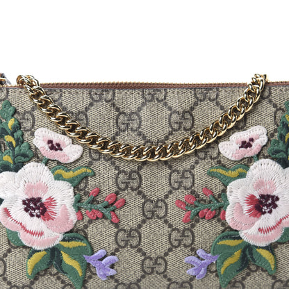 Gucci GG Supreme Monogram Embroidered Flower Chain Wrist Wallet 10 of 10