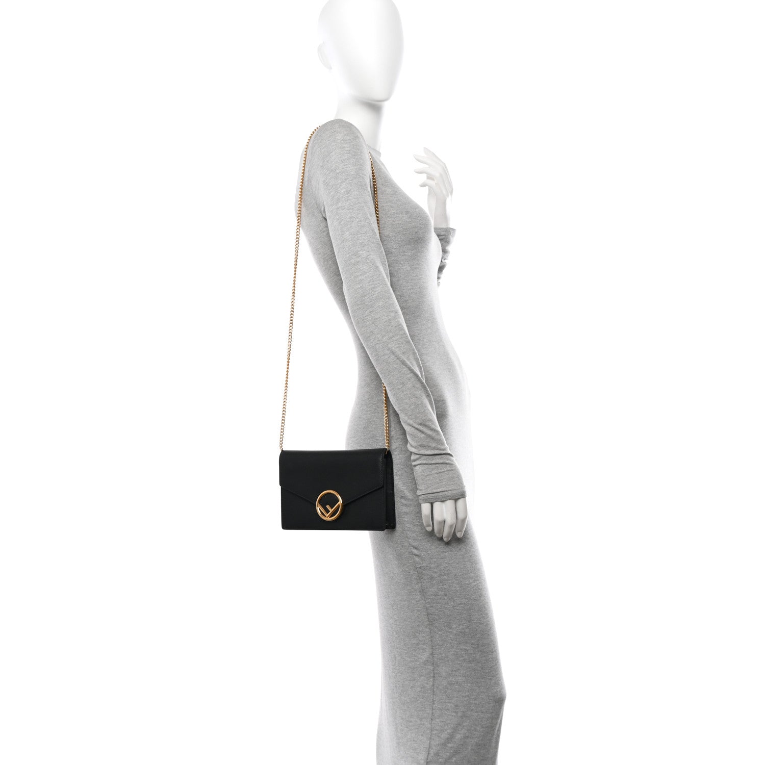 Fendi Vitello Cruise F is Fendi Medium Envelope Wallet on Chain Black 3 of 10