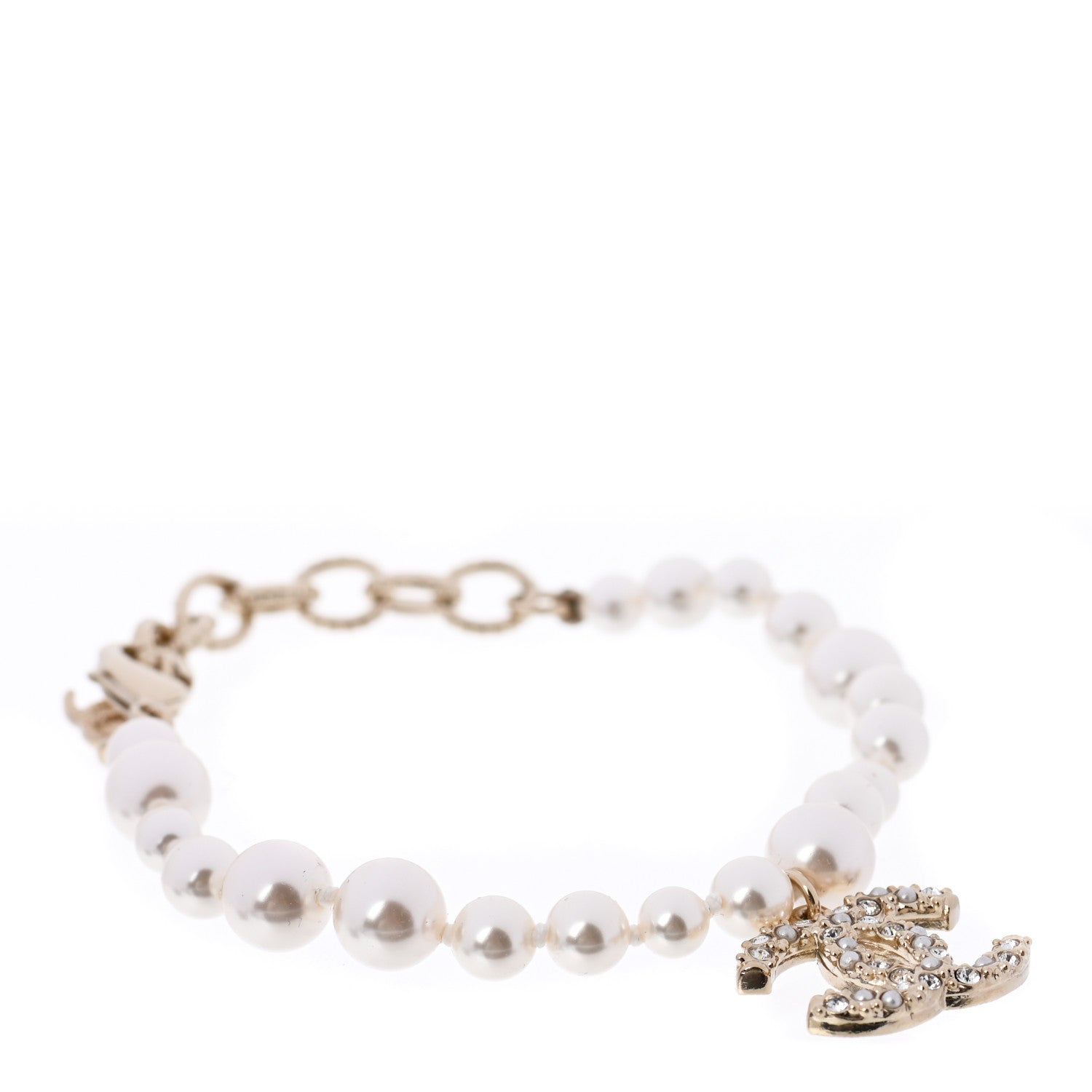 Chanel Pearl Crystal CC Bracelet Gold 1 of 5