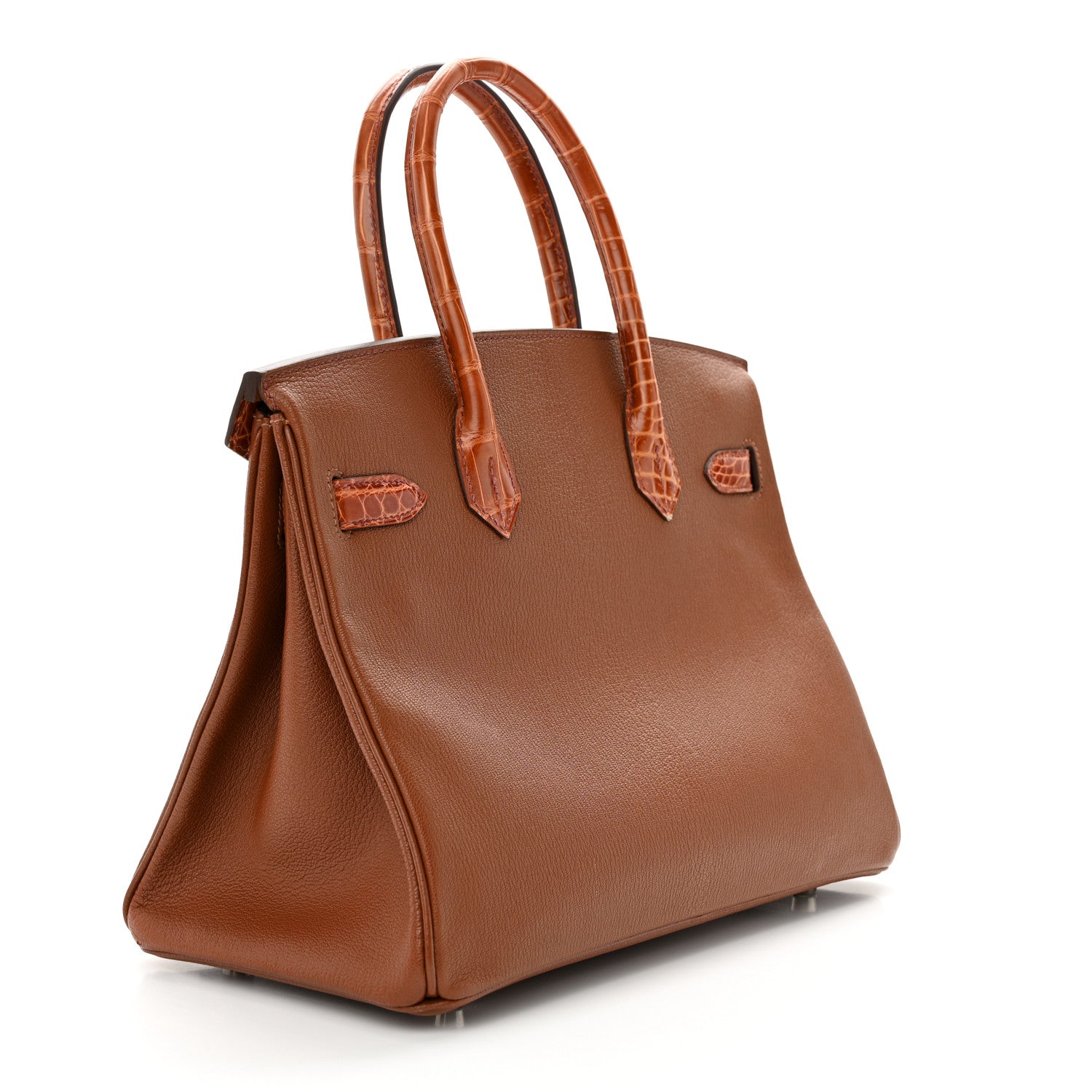 Hermes Chevre Mysore Shiny Niloticus Crocodile Birkin Touch 30 Noisette Etrusque 3 of 13