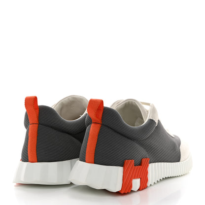 Hermes Technical Canvas Suede Goatskin Bouncing Sneakers 44 Gris Orange 4 of 10