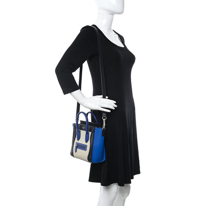 Celine Canvas Smooth Calfskin Nano Tri-Color Luggage Natural Blue 2 of 10