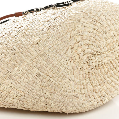 Loewe Calfskin Raffia Paulas Ibiza Small Anagram Basket Tote Bag Natural Tan 8 of 9