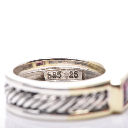 David Yurman Sterling Silver 14K Yellow Gold Rhodolite Garnet Cable Ring 52 6 6 of 6