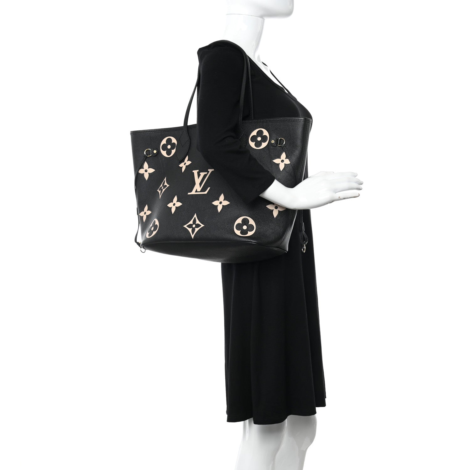 Louis Vuitton Empreinte Monogram Giant Neverfull MM Black Beige 2 of 14