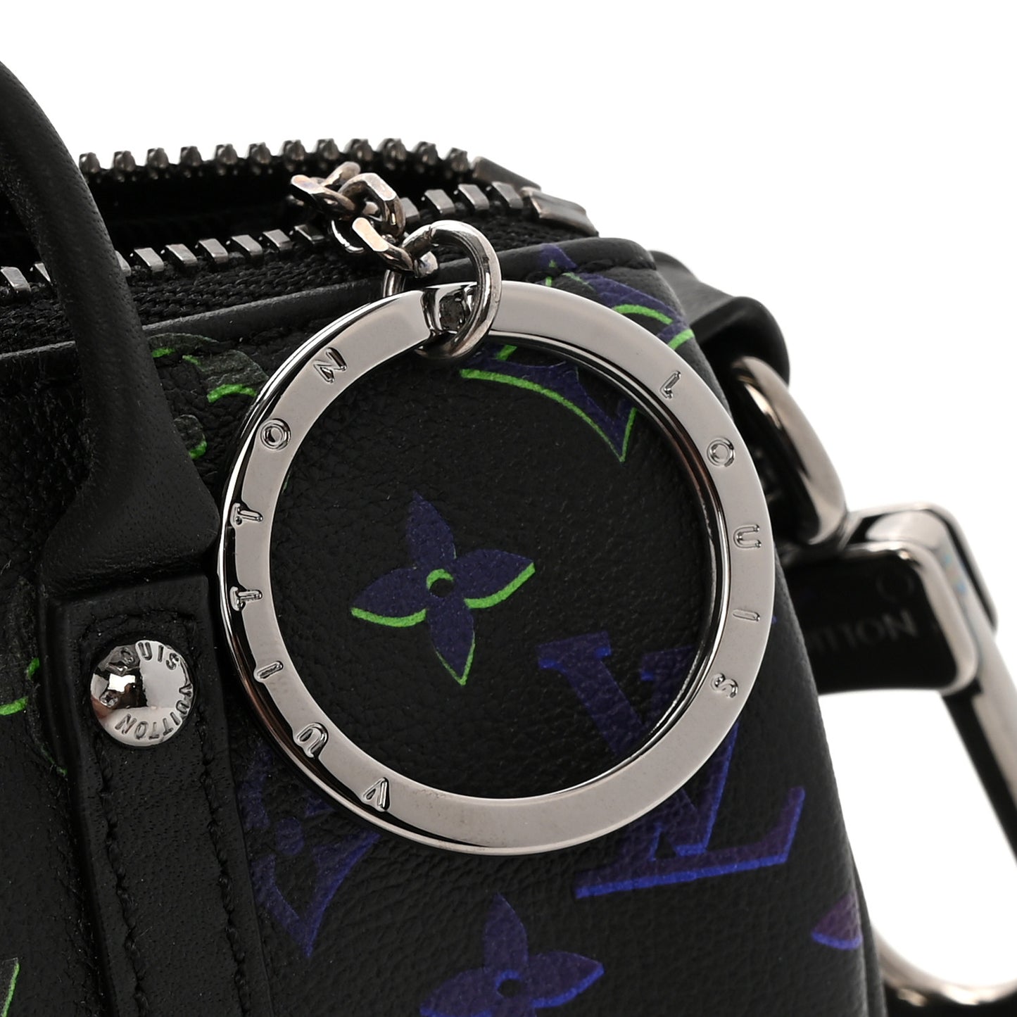 Monogram Spotlight Mini Keepall Bag Charm Key Holder Black Borealis