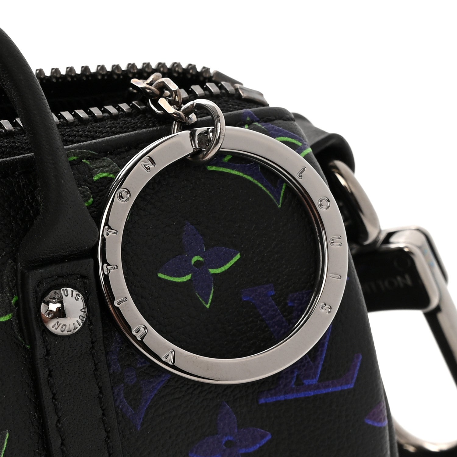 Louis Vuitton Monogram Spotlight Mini Keepall Bag Charm Key Holder Black Borealis 4 of 6