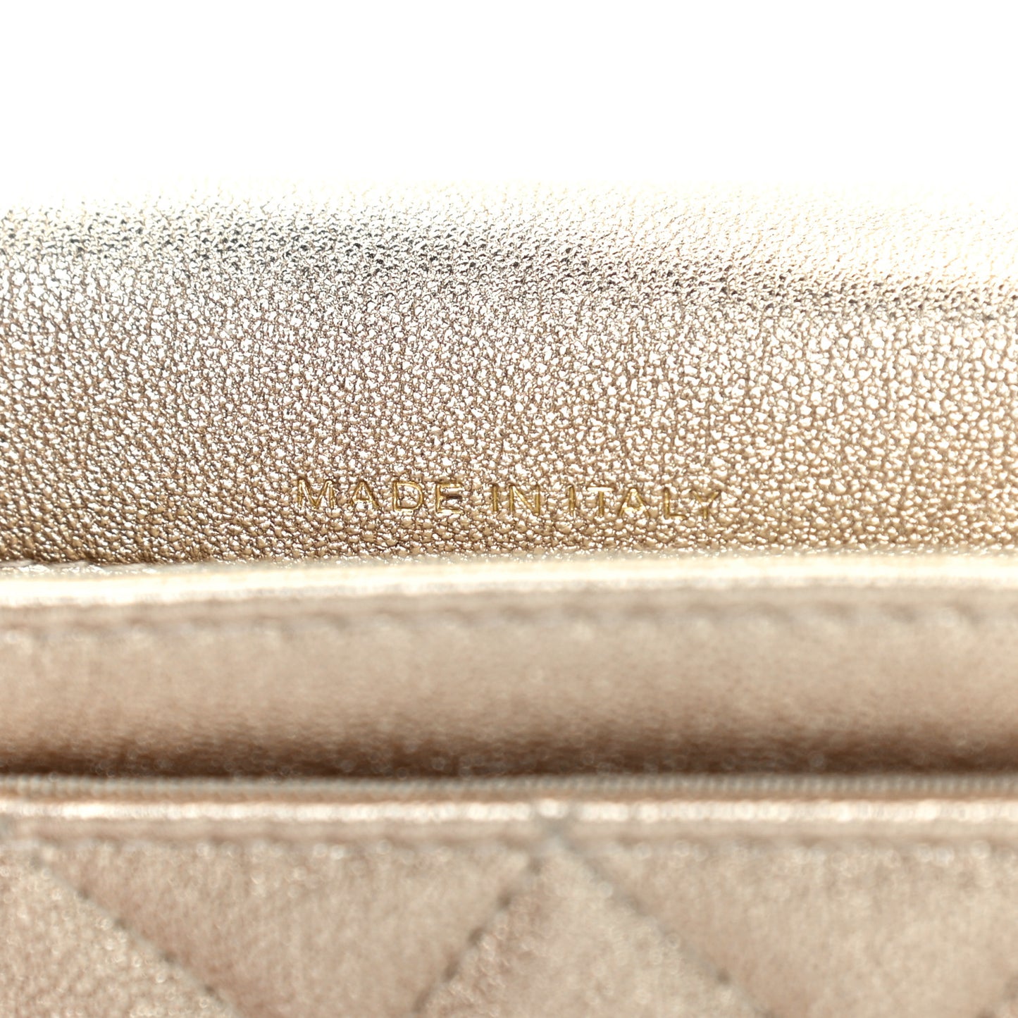 Metallic Lambskin Quilted Flap Card Holder Wallet Gold