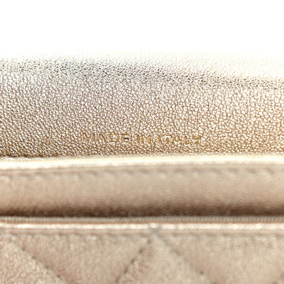 Chanel Metallic Lambskin Quilted Flap Card Holder Wallet Gold 5 of 6