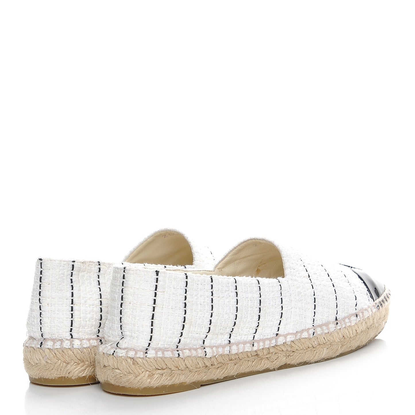 Tweed Patent Calfskin CC Espadrilles 41 White Black