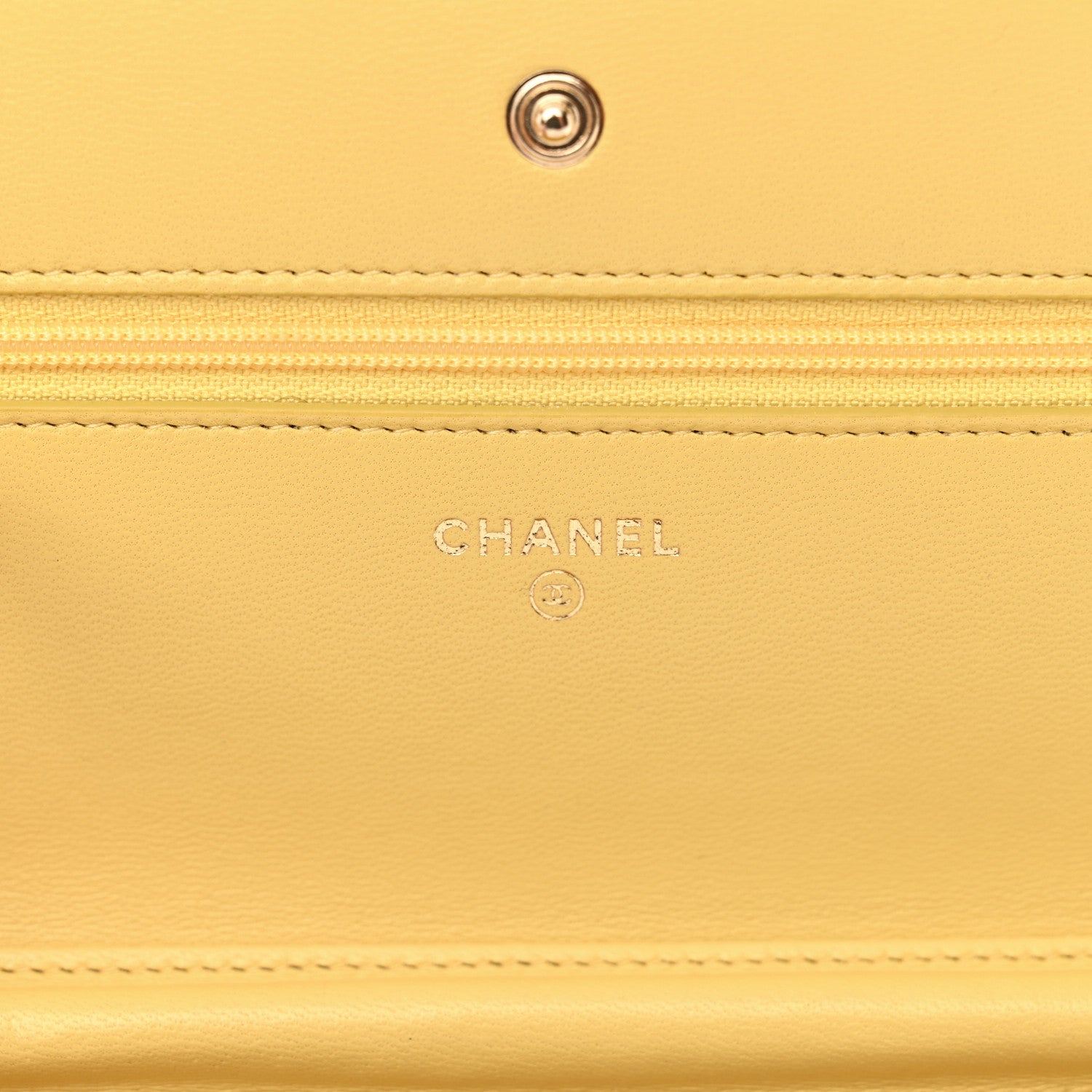 Chanel Lambskin Chevron Quilted Wallet On Chain WOC Yellow 6 of 12