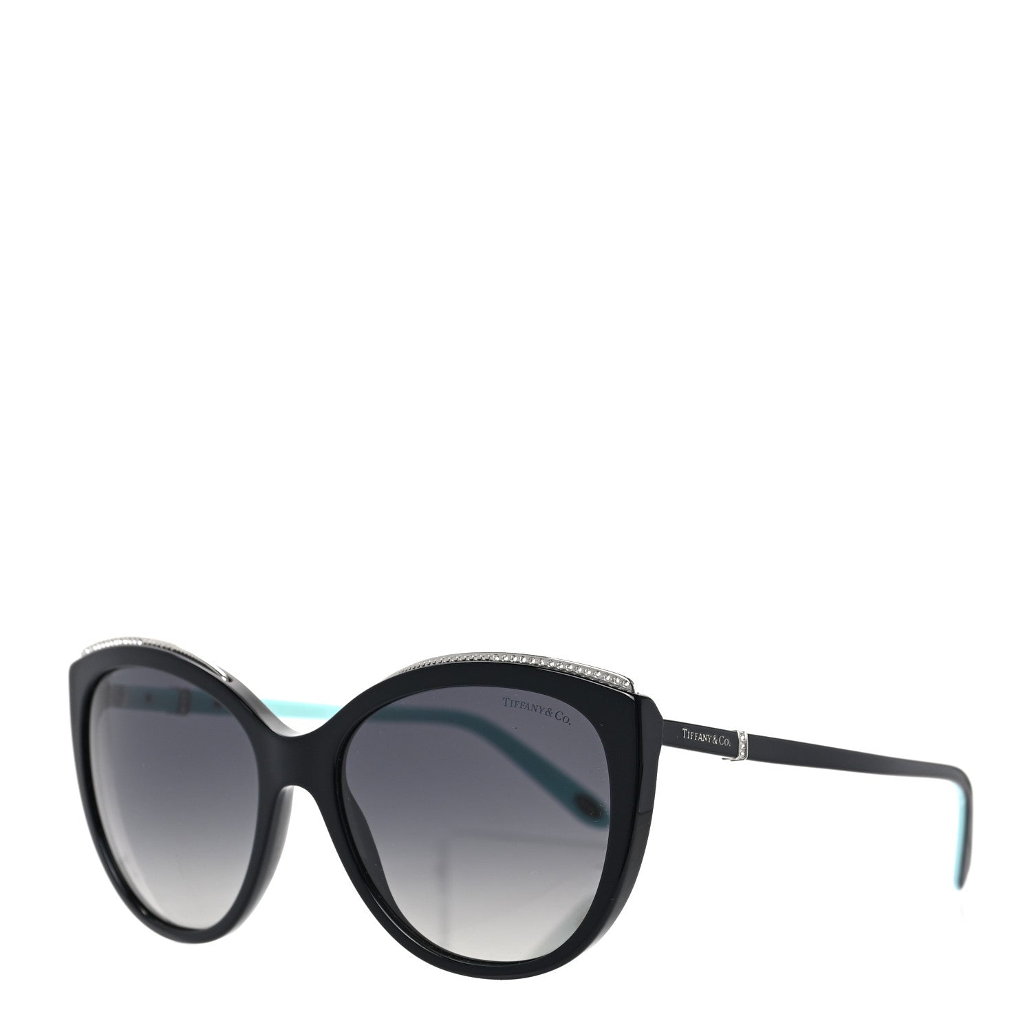 Tiffany Acetate Metal Cat Eye Sunglasses TF4134 Black Blue 1 of 7
