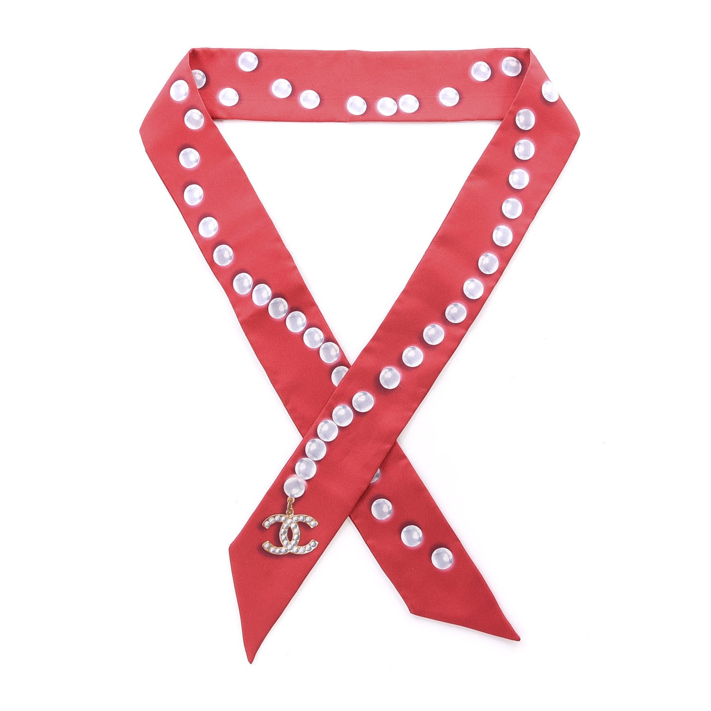 Silk Pearl CC Slim Bandeau Scarf Red