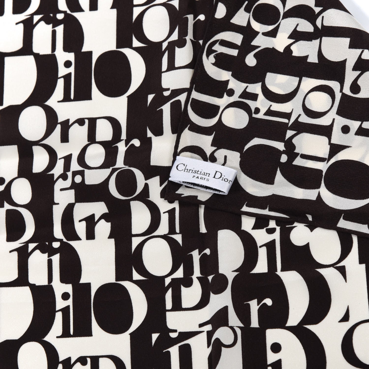 Christian Dior Cotton Monogram Scarf Black White 2 of 3